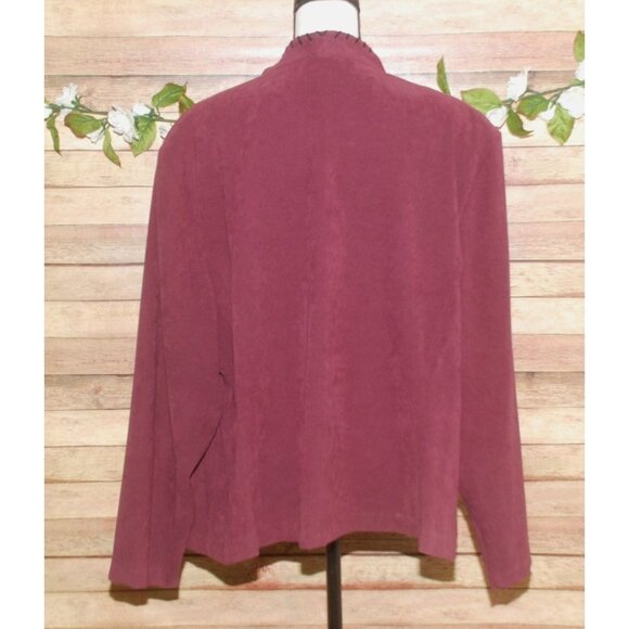 R&K Originals Vintage Plum Purple Faux Suede Button Front Jacket Size 26W Pocket - Picture 7 of 10